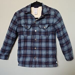 Tommy Bahama Sherpa lined Blue Plaid Button-Up Shacket 10/12
